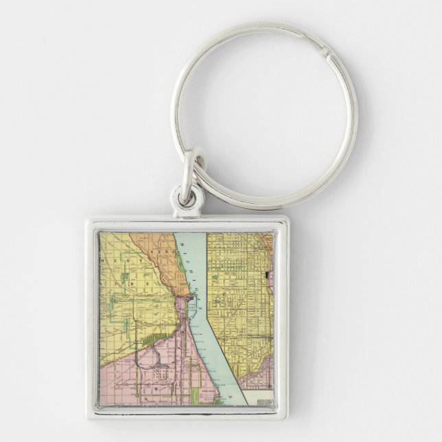 Chaveiro Mapa do Terminal Ferroviário de Chicago (Frente)