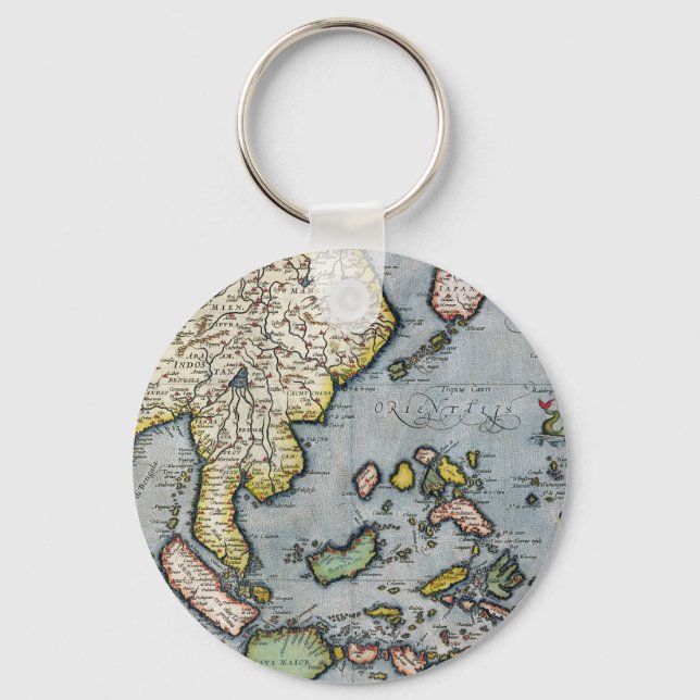 Chaveiro Mapa do Vintage | Índia para a Nova Guiné (Frente)