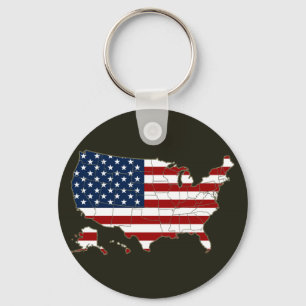Chaveiro Mapa dos EUA com bandeira americana