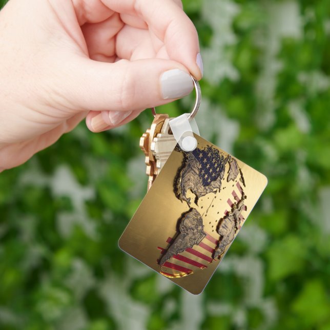 Chaveiro Mapa Dourado dos Estados Unidos nº 1 (Mão)