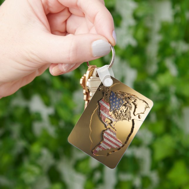 Chaveiro Mapa Dourado dos Estados Unidos nº 3 (Mão)