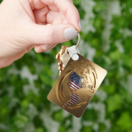 Chaveiro Mapa Dourado dos Estados Unidos nº 4