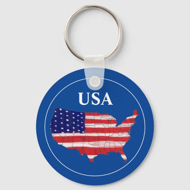 Chaveiro Mapa E Bandeira Dos EUA (Frente)