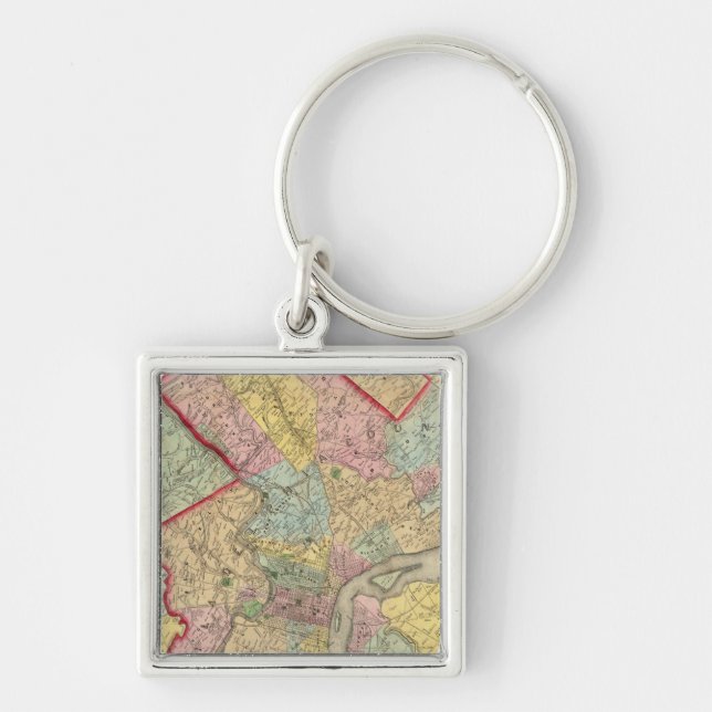 Chaveiro Mapa Em Torno Da Cidade De Filadélfia (Frente)