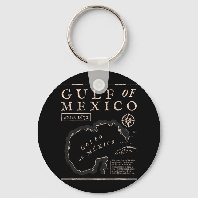 Chaveiro Mapa Histórico Do Golfo Do México Em 1672 (Frente)