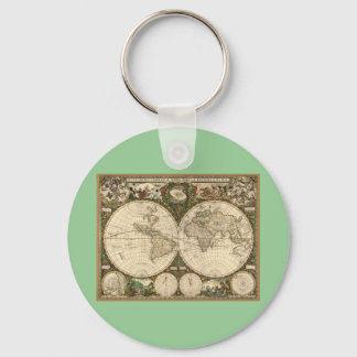 Chaveiro Mapa mundial antigo de Frederick de Wit em 1660