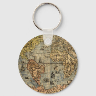 Chaveiro Mapa Mundial Atlas Histórico Vintage