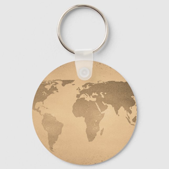 Chaveiro Mapa mundial da Vintage (Frente)