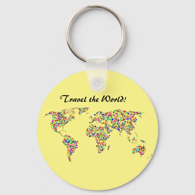 Chaveiro Mapa Mundial e Viagem pelo Mundo (Frente)