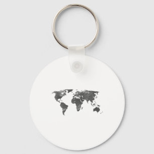 Chaveiro Mapa Mundial Em Cinzas, O Mundo Mapas _1