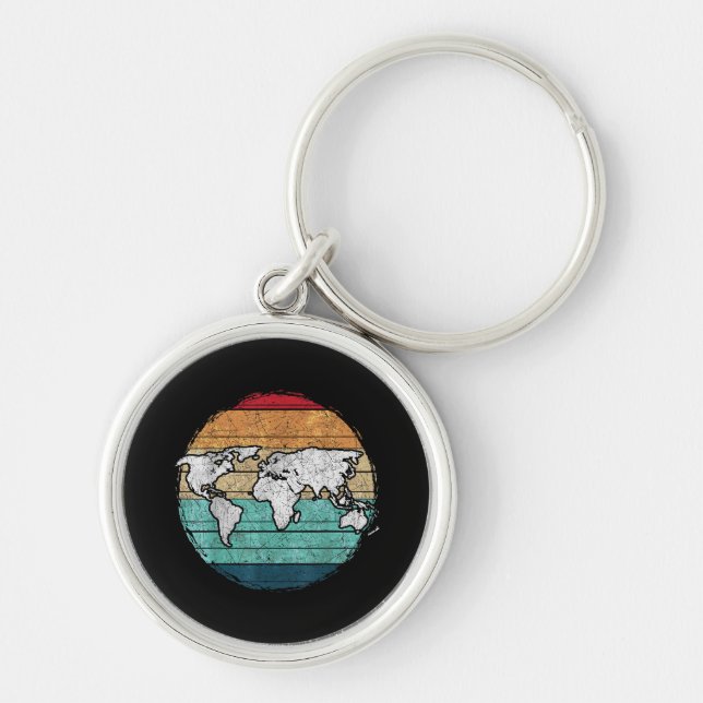 Chaveiro Mapa Mundial Retro (Frente)