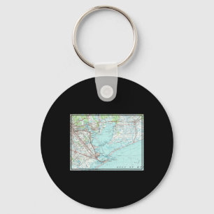 Chaveiro Mapa náutico de Vintage Galveston Bay Tx (1975)