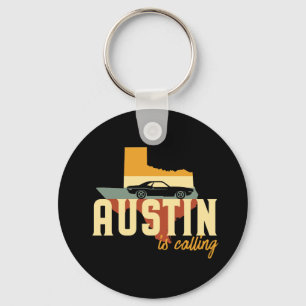 Chaveiro Mapa retro da cidade de Austin Texas TX EUA do