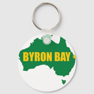 Chaveiro Mapa verde e Dourado da baía de Byron