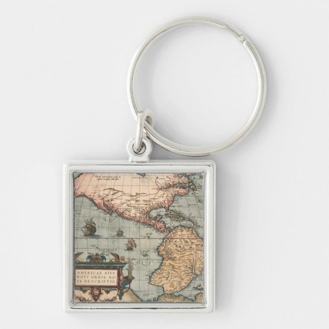 Chaveiro Mapa Vintage da América do Norte (Frente)