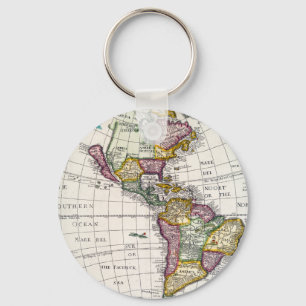 Chaveiro Mapa Vintage da América do Norte e do Sul