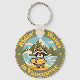 Chaveiro Mapache Surfista Vintage de Vancouver