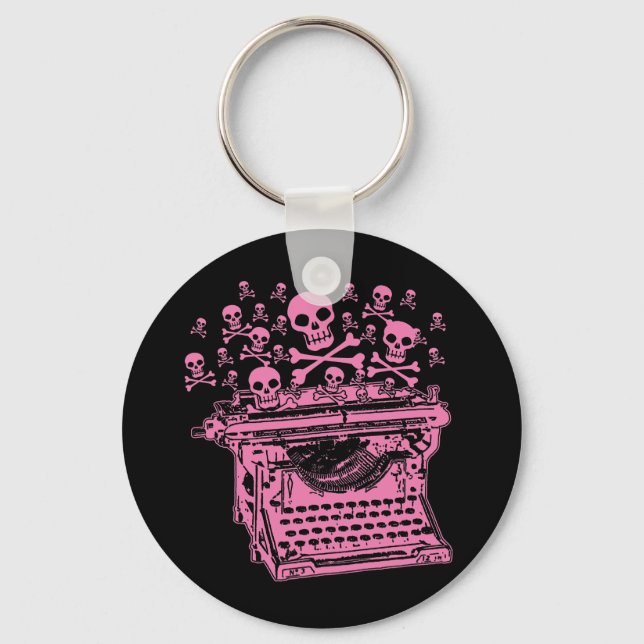 Chaveiro Máquina de escrever rosa mau (Frente)