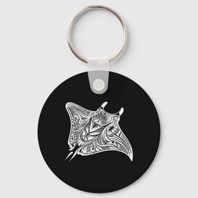 Chaveiro Mar de Tatuagem Tribal Manta Ray Polynésia (Frente)