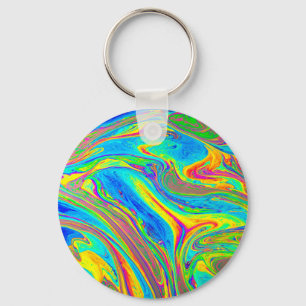 Chaveiro Marble Rainbow Swirls Brilhante e Bonito
