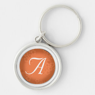 Chaveiro Marca D'Água Floral Coral Orange Monogram Chaveir