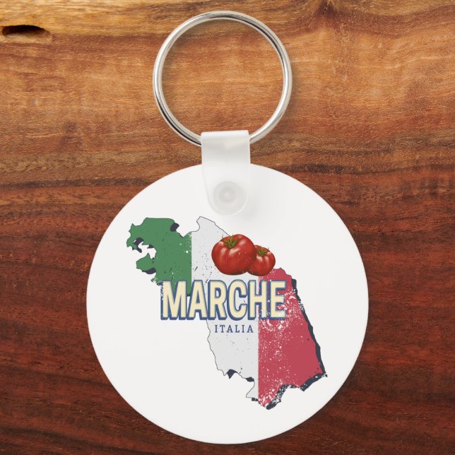 Chaveiro Marche Itália Retro Region Map Vintage Souvenir (Frente)