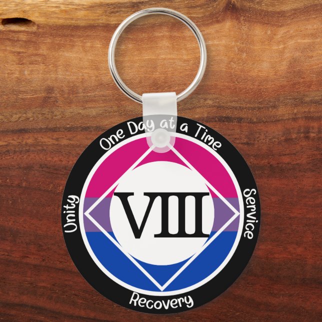 Chaveiro Marco de Recuperação Bissexual Personalizado (Frente)