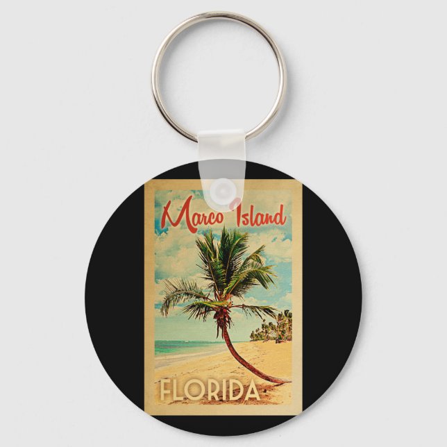 Chaveiro Marco Island Palm Tree Beach Vintage Trave (Frente)