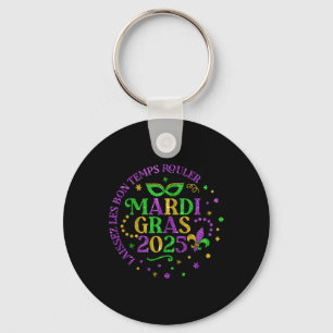 Chaveiro Mardi Gras 2025 Máscara Penas Mardi Gras Family Co