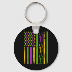 Chaveiro Mardi Gras American Flag Fat Terça-feira Nova Orle