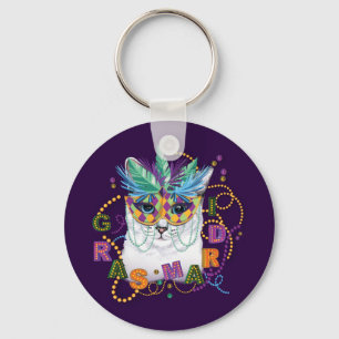 Chaveiro Mardi Gras Cat, Mardi Gras Engraçado
