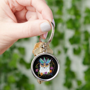 Chaveiro Mardi Gras Cat, Mardi Gras Engraçado