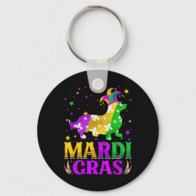 Chaveiro Mardi Gras Corgi Dog Lover Carnaval Jester (Frente)