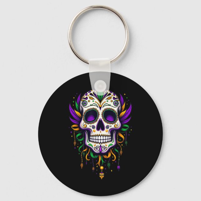Chaveiro Mardi Gras Costume Sugar Skull Carnaval Nova Orlea (Frente)