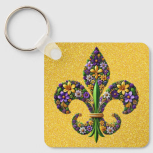 Chaveiro Mardi Gras floral flor de lis