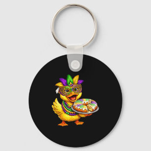 Chaveiro Mardi Gras Frango Amarelo Patinho Máscara de Pato 