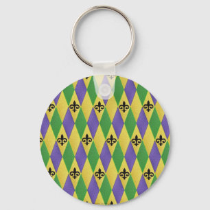 Chaveiro Mardi Gras Harlequin Fleur De Lis