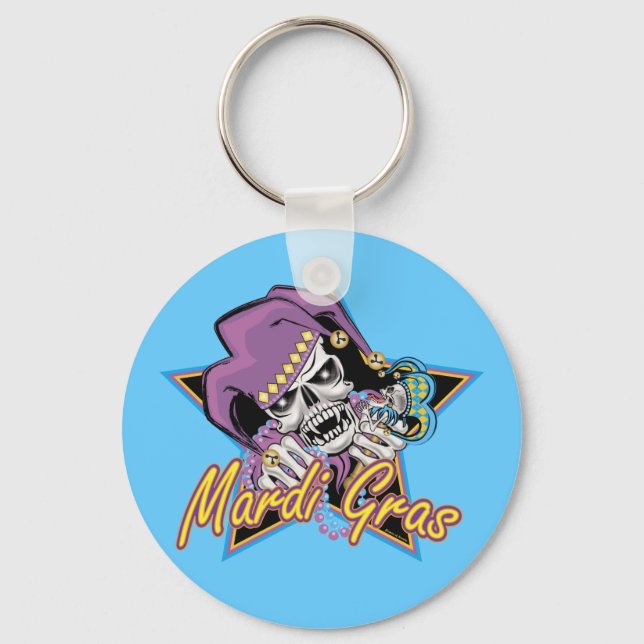 Chaveiro Mardi Gras Jester Skull (Frente)