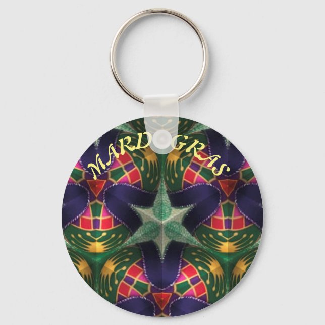 Chaveiro Mardi Gras, Mandala Pattern Colourful (Frente)