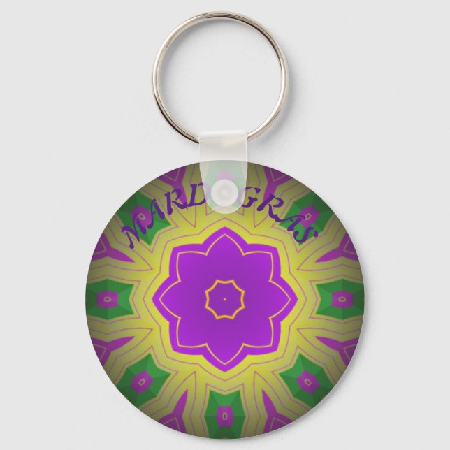 Chaveiro Mardi Gras, Mandala Pattern Colourful (Frente)