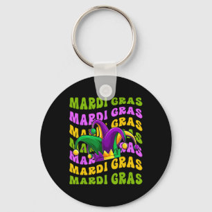 Chaveiro Mardi Gras Retro Groovy Jester Hat New Orleans Car