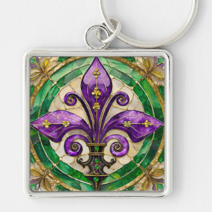 Chaveiro Mardi Gras StainGlass Fleur de lis