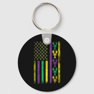 Chaveiro Mardi Gras Usa Bandeira Americana Outfit Mardi