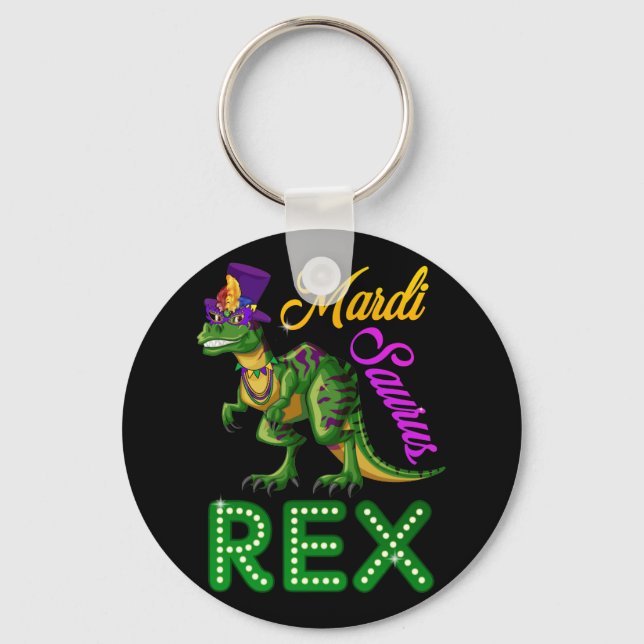 Chaveiro Mardi Saurus Grawr T-Rex Mardi Gras Bead Costume (Frente)