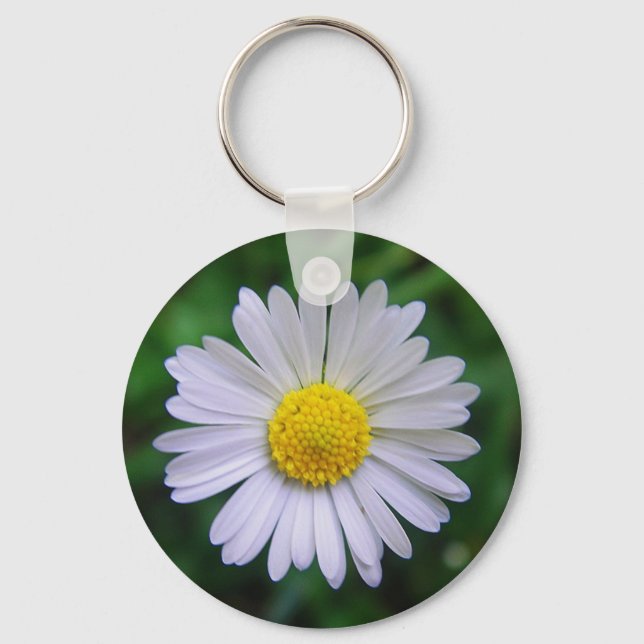 Chaveiro Margarida amarela-branca brilhante (Frente)