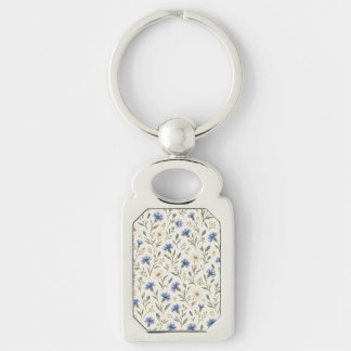 Chaveiro Margaridas Azuis e Cornflowers de Marfim em Creme