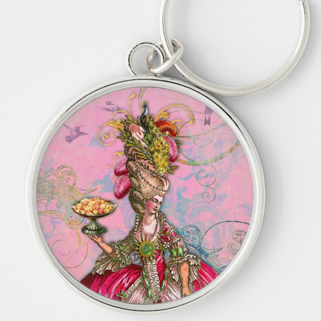 Chaveiro Marie Antoinette - Rosa e Pavão (Frente)