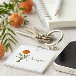 Chaveiro Marigold Flower Botânico Personalizado