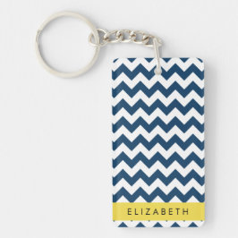 Chaveiro Marinho Azul Zigzag, Marinho Blue Chevron, Seu Nom