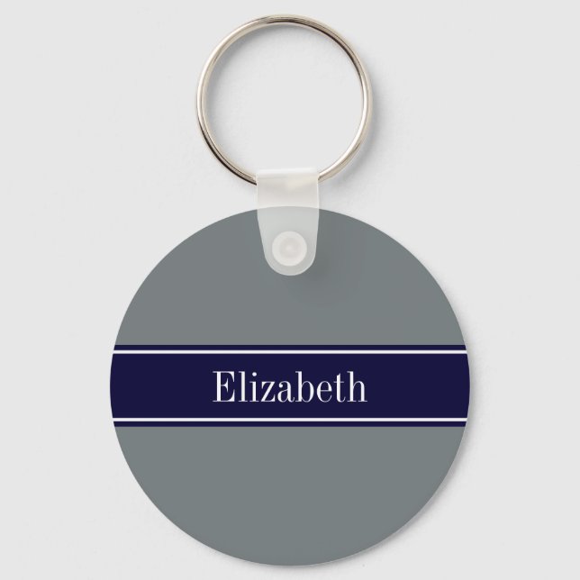 Chaveiro Marinho de carvão sólido Cinza azul Nome da fita M (Frente)
